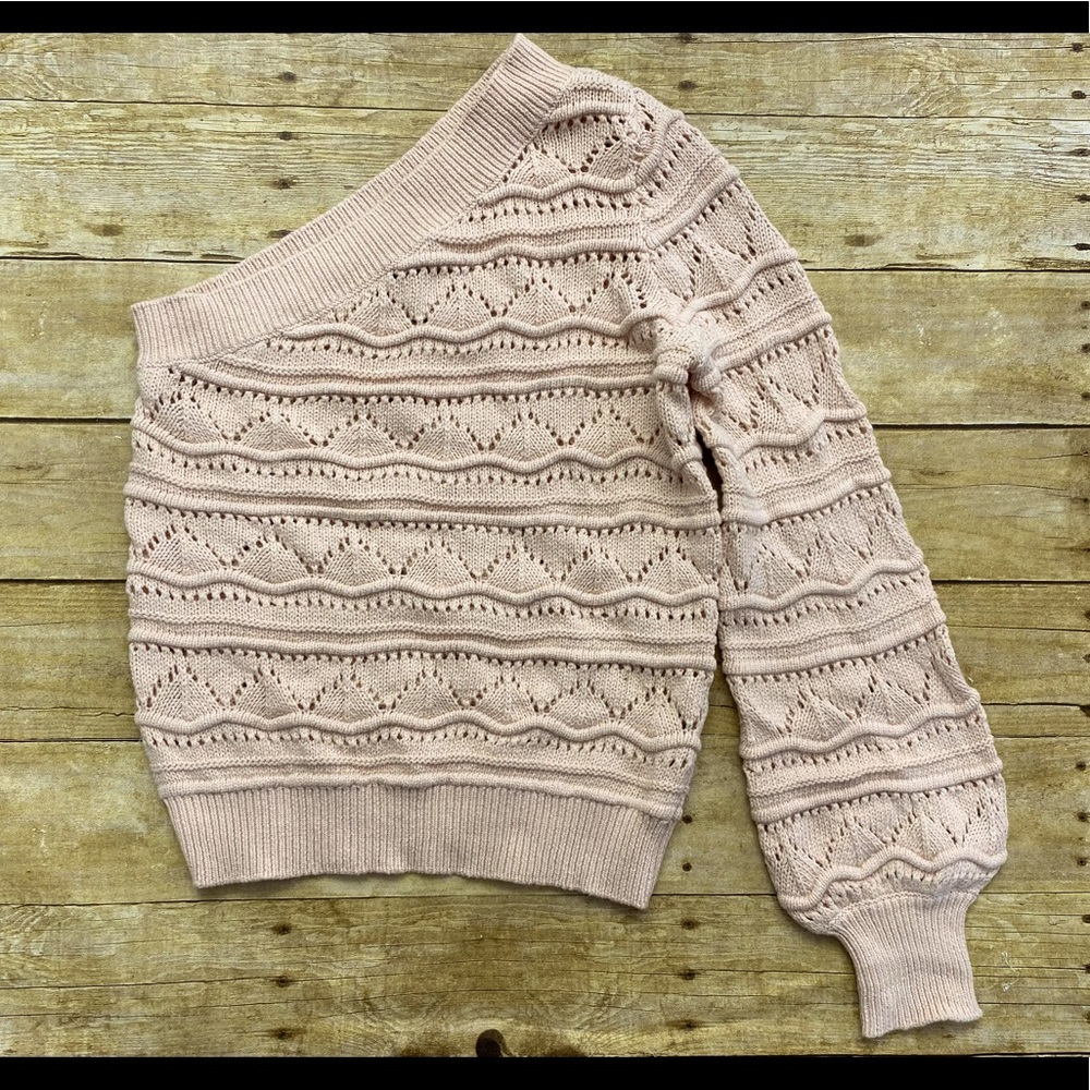 MAJORELLE Off-the-Shoulder Sweater in Light Pink